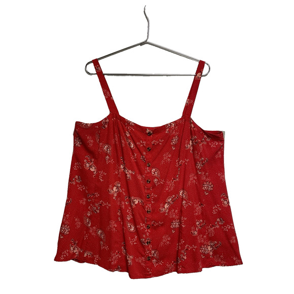torrid Tops - Torrid Red Paisley Print Tank With Buttons - Adjustable Shoulder Straps - Size 2